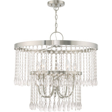 Livex Lighting Elizabeth Collection 5 Lt Brushed Nickel Pendant Chandelier in Brushed Nickel 51065-91