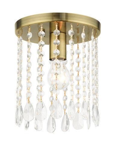 Livex Lighting Elizabeth Collection  1 Light Antique Brass Petite Flush Mount in Antique Brass 51066-01