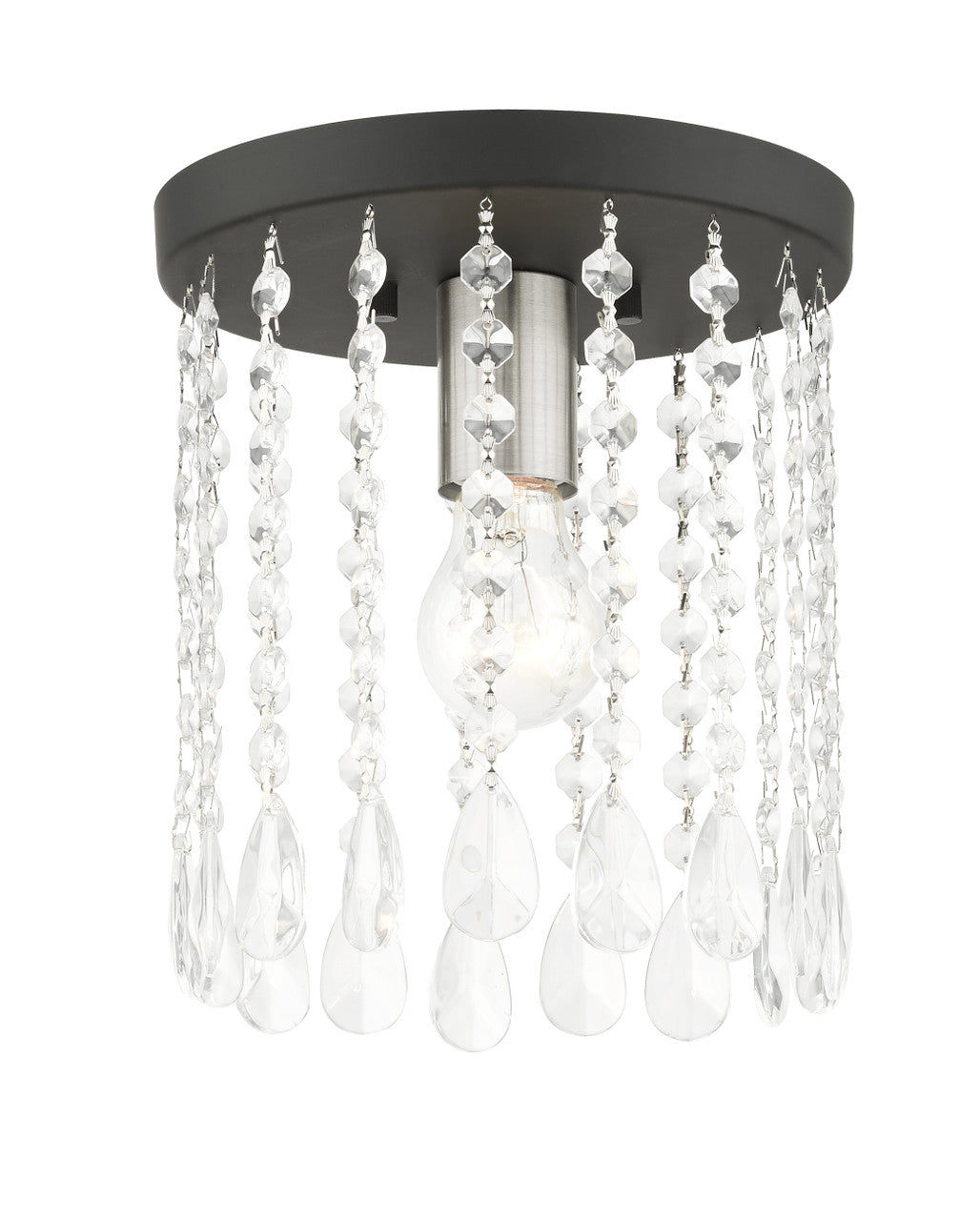 Livex Lighting Elizabeth Collection  1 Light Black Petite Flush Mount in Black with Brushed Nickel Accents 51066-04