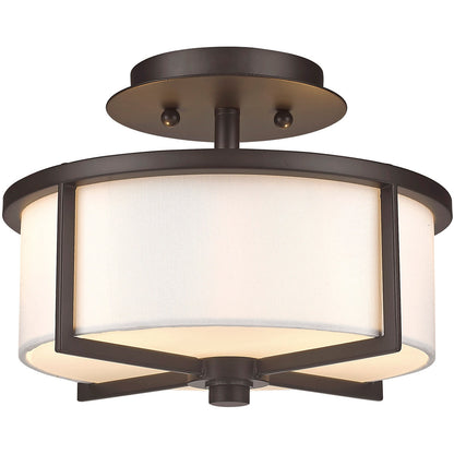 Livex Lighting Wesley Collection 2 Light Bronze Ceiling Mount in Bronze 51072-07