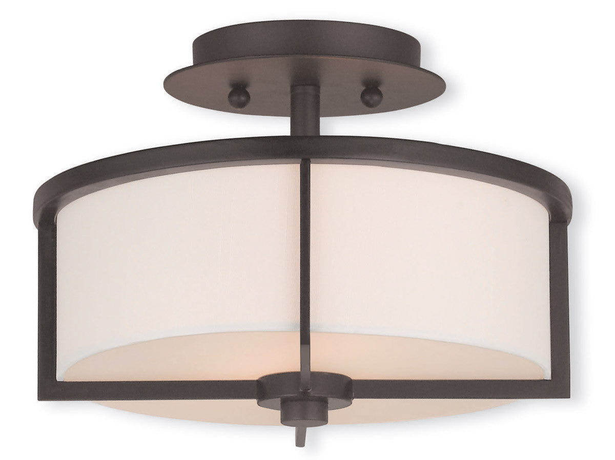 Livex Lighting Wesley Collection 2 Light Bronze Ceiling Mount in Bronze 51072-07