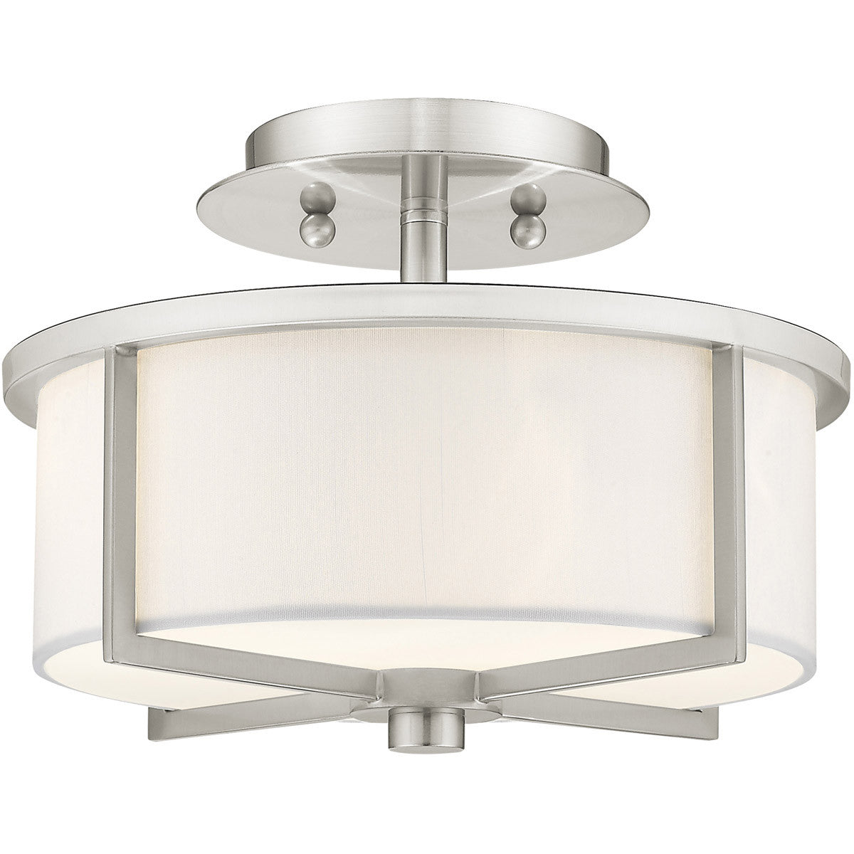 Livex Lighting Wesley Collection 2 Light Brushed Nickel Ceiling Mount in Brushed Nickel 51072-91