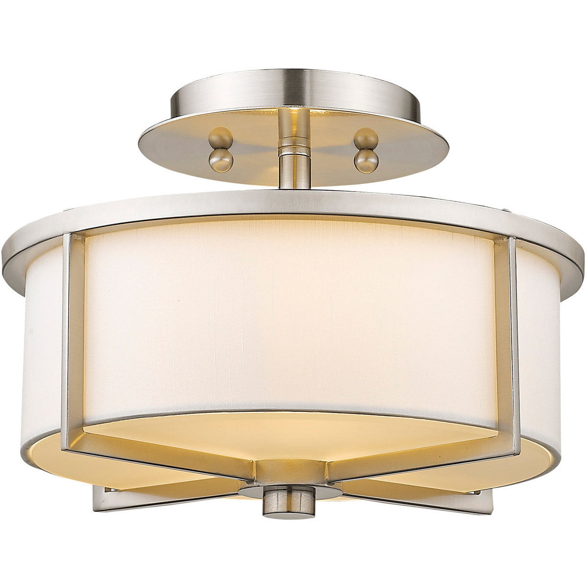 Livex Lighting Wesley Collection 2 Light Brushed Nickel Ceiling Mount in Brushed Nickel 51072-91