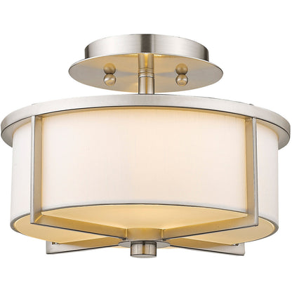 Livex Lighting Wesley Collection 2 Light Brushed Nickel Ceiling Mount in Brushed Nickel 51072-91