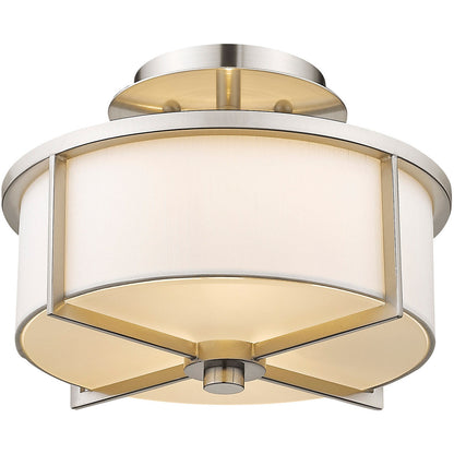 Livex Lighting Wesley Collection 2 Light Brushed Nickel Ceiling Mount in Brushed Nickel 51072-91