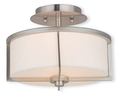 Livex Lighting Wesley Collection 2 Light Brushed Nickel Ceiling Mount in Brushed Nickel 51072-91