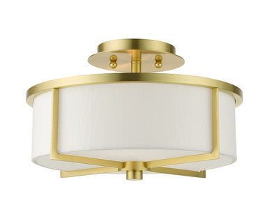 Livex Lighting Wesley Collection  2 Light Satin BrassSemi Flush in Satin Brass  51073-12