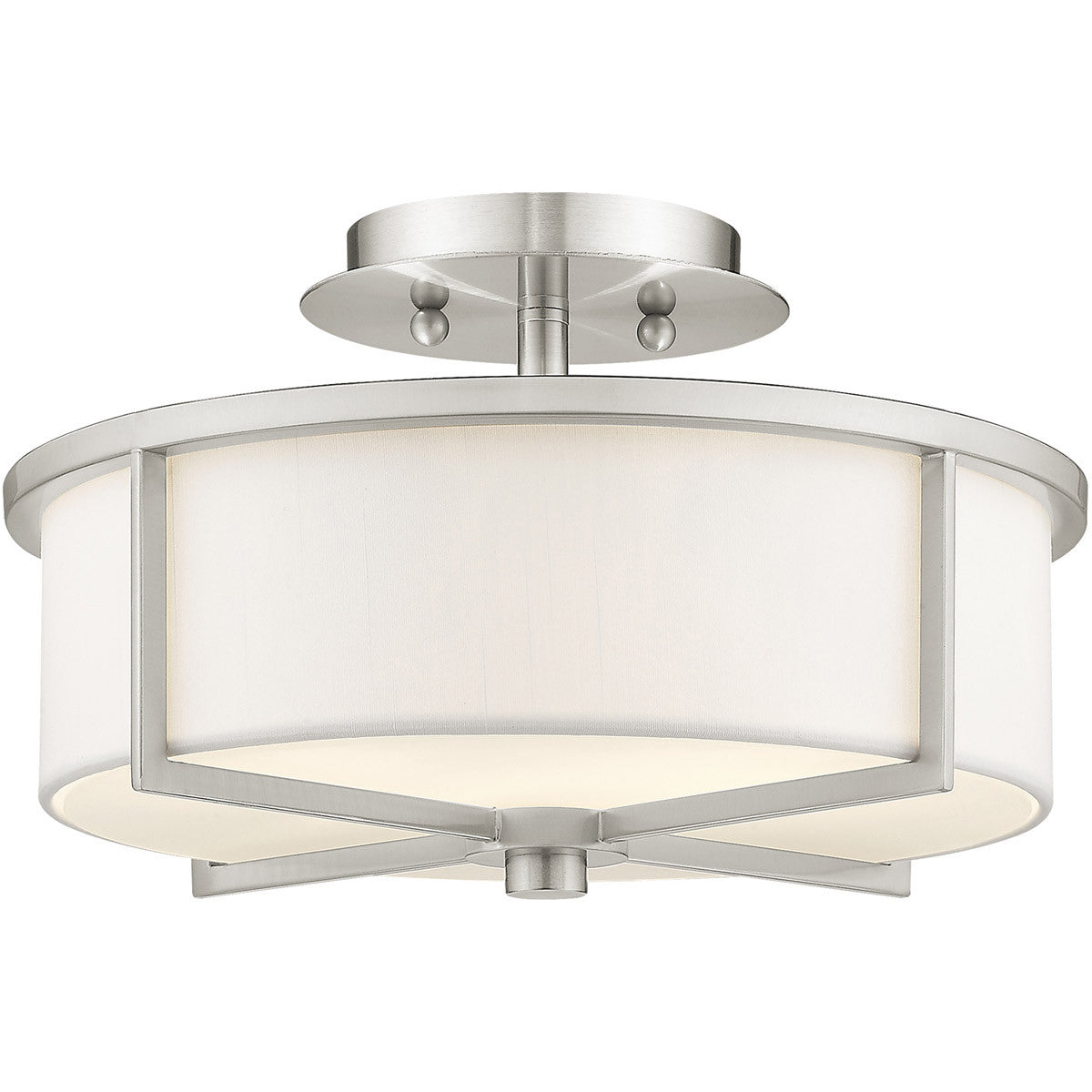 Livex Lighting Wesley Collection 2 Light Brushed Nickel Ceiling Mount in Brushed Nickel 51073-91