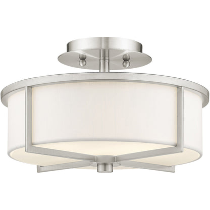 Livex Lighting Wesley Collection 2 Light Brushed Nickel Ceiling Mount in Brushed Nickel 51073-91