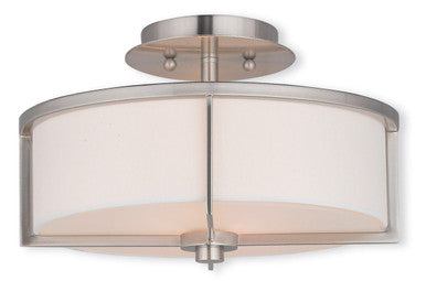 Livex Lighting Wesley Collection 2 Light Brushed Nickel Ceiling Mount in Brushed Nickel 51073-91