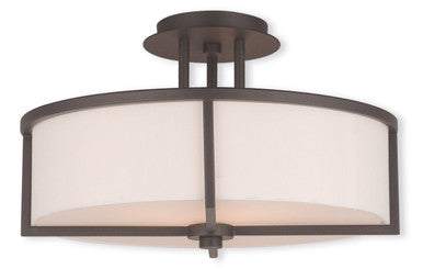 Livex Lighting Wesley Collection 3 Light Bronze Ceiling Mount in Bronze 51074-07