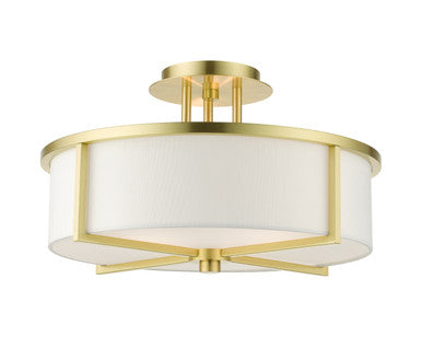 Livex Lighting Wesley Collection  3 Light Satin BrassSemi Flush in Satin Brass  51074-12