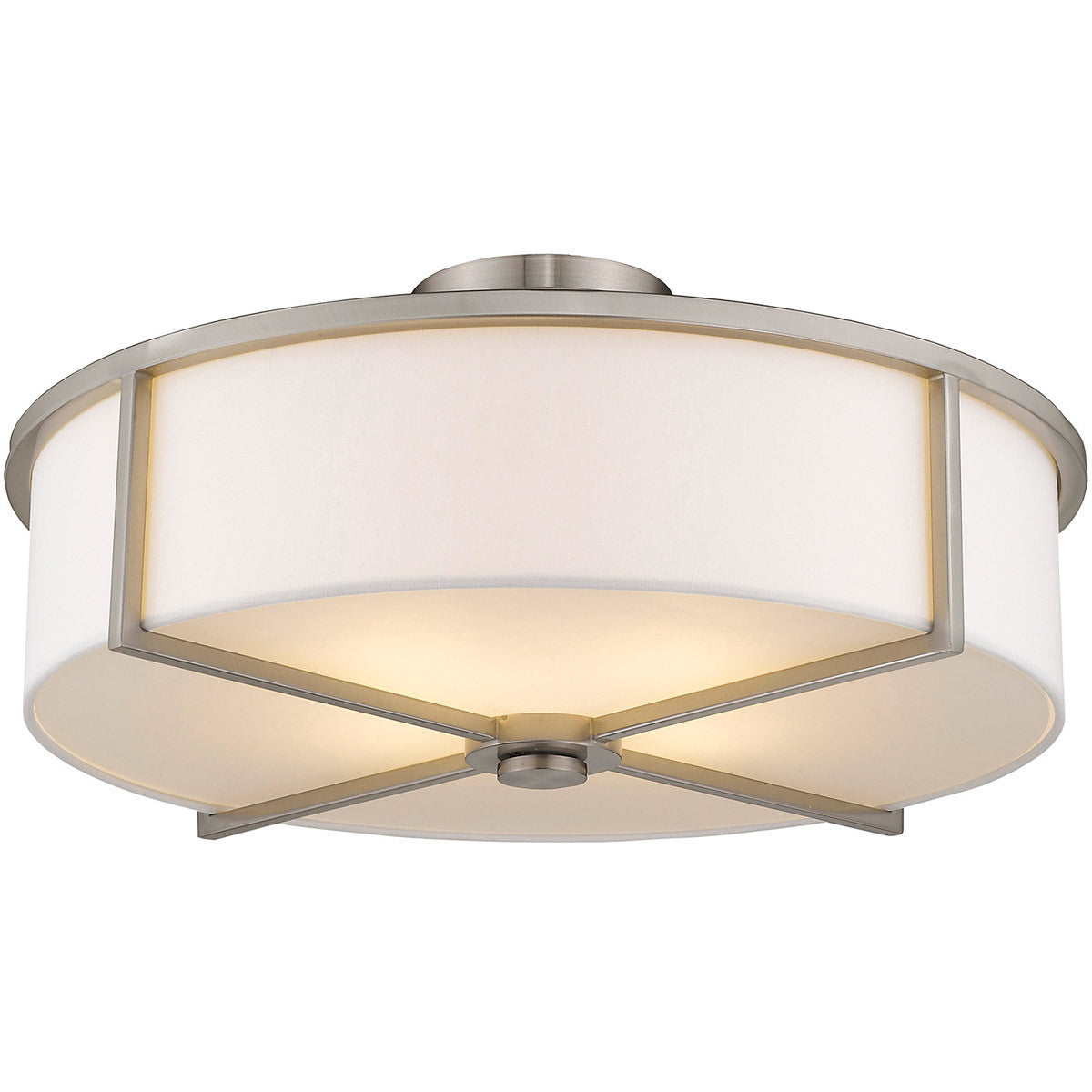 Livex Lighting Wesley Collection 3 Light Brushed Nickel Ceiling Mount in Brushed Nickel 51074-91