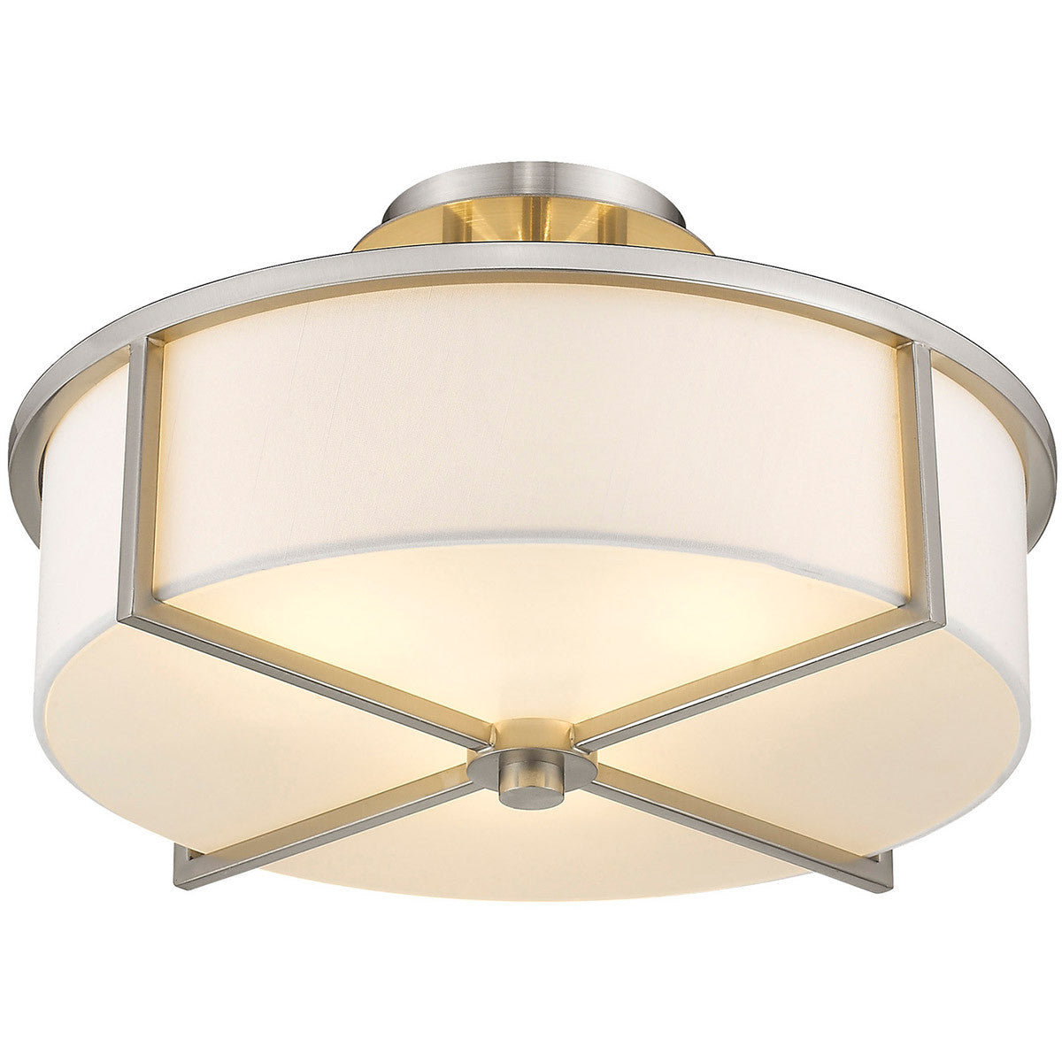 Livex Lighting Wesley Collection 3 Light Brushed Nickel Ceiling Mount in Brushed Nickel 51074-91