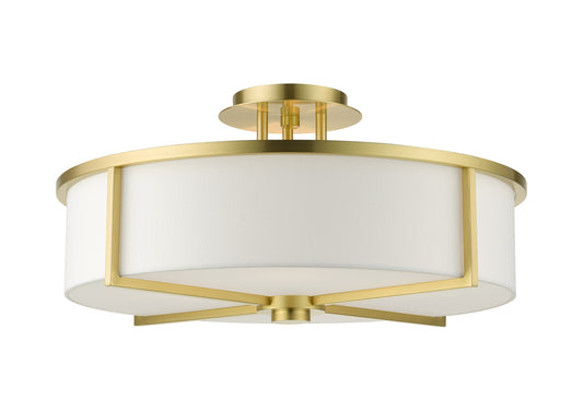 Livex Lighting Wesley Collection  4 Light Satin BrassSemi Flush in Satin Brass  51075-12