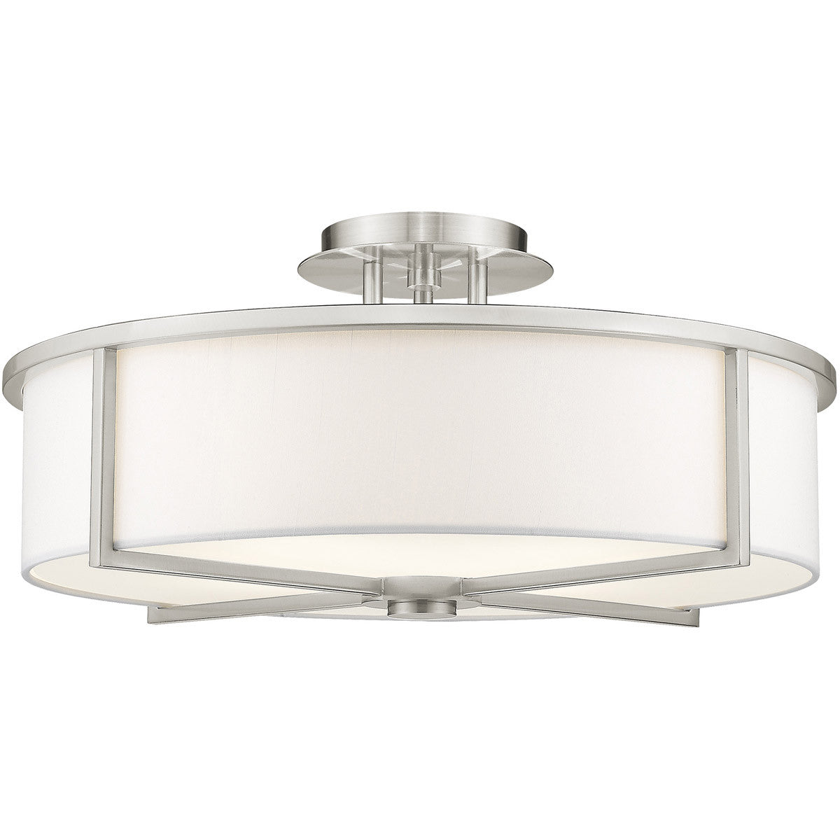 Livex Lighting Wesley Collection 4 Light Brushed Nickel Ceiling Mount in Brushed Nickel 51075-91