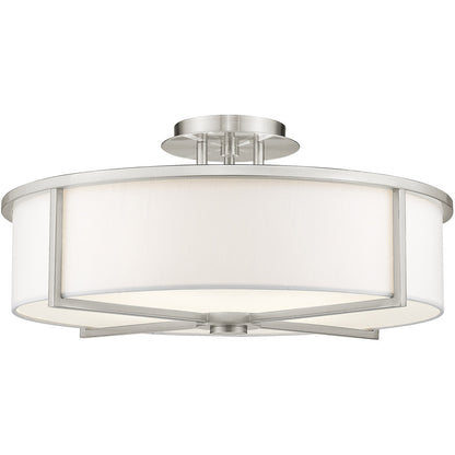 Livex Lighting Wesley Collection 4 Light Brushed Nickel Ceiling Mount in Brushed Nickel 51075-91