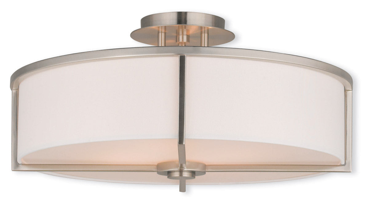 Livex Lighting Wesley Collection 4 Light Brushed Nickel Ceiling Mount in Brushed Nickel 51075-91