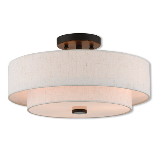 Livex Lighting Claremont Collection 3 Lt EBZ Ceiling Mount in English Bronze 51084-92