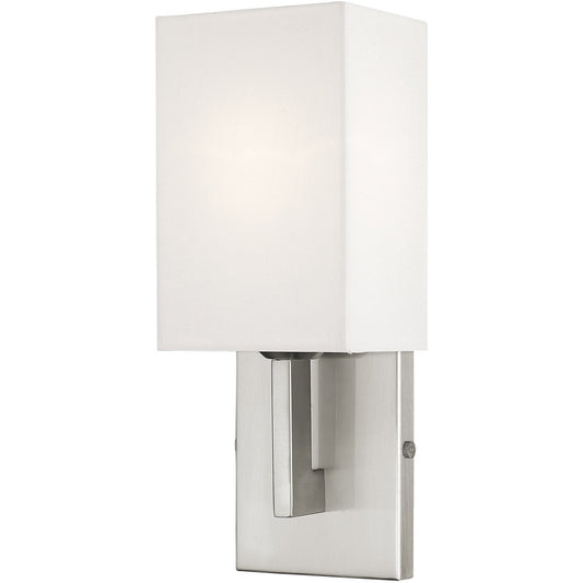 Livex Lighting Hollborn Collection 1 Light Brushed Nickel Wall Sconce in Brushed Nickel 51101-91