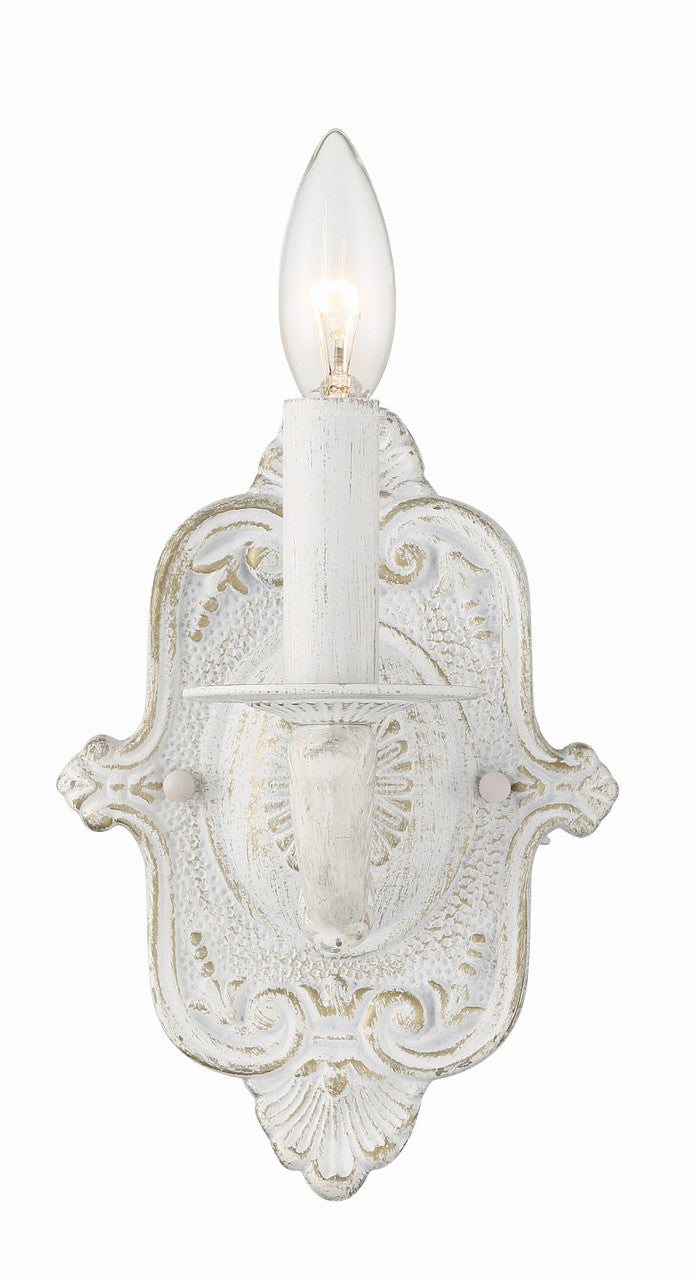 Crystorama Paris Market 1 Light Antique White Wall Mount 5111-AW