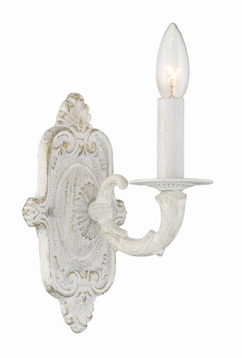 Crystorama Paris Market 1 Light Antique White Wall Mount 5111-AW