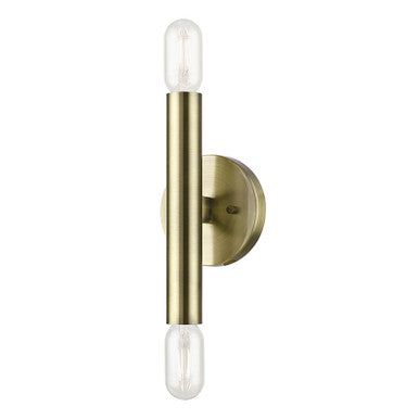 Livex Lighting Copenhagen Collection  2 Light Antique Brass ADA Wall Sconce in Antique Brass 51132-01