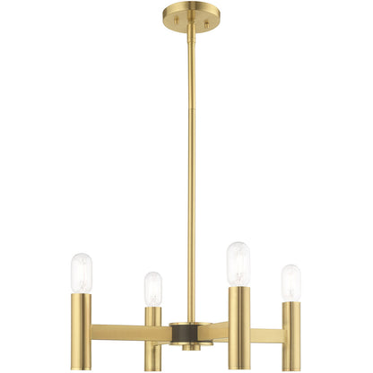 Livex Lighting Copenhagen Collection 4 Lt Satin Brass Mini Chandelier in Satin Brass 51134-12