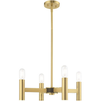 Livex Lighting Copenhagen Collection 4 Lt Satin Brass Mini Chandelier in Satin Brass 51134-12