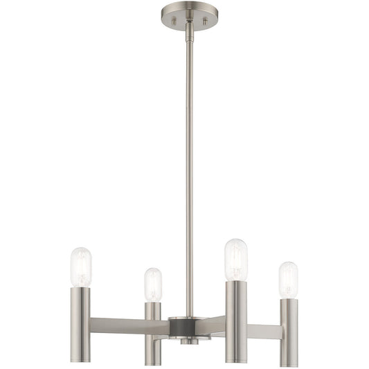 Livex Lighting Copenhagen Collection 4 Lt Brushed Nickel Mini Chandelier in Brushed Nickel 51134-91