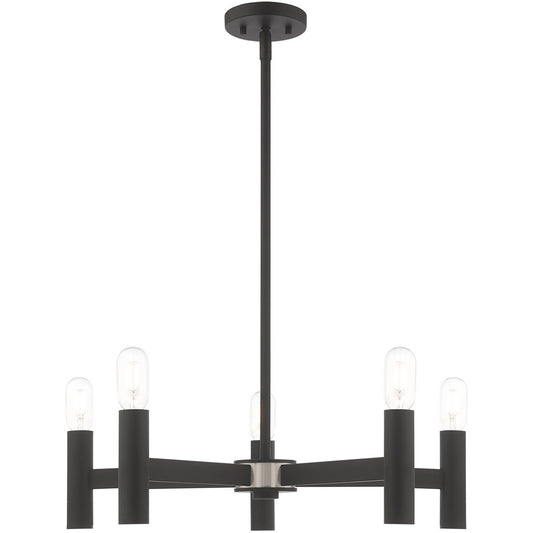 Livex Lighting Copenhagen Collection 5 Lt Black Chandelier in Black 51135-04