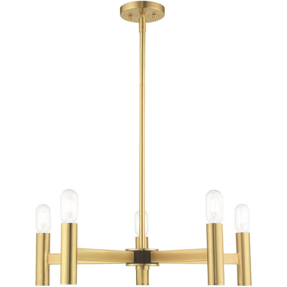 Livex Lighting Copenhagen Collection 5 Lt Satin Brass Chandelier in Satin Brass 51135-12