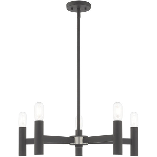 Livex Lighting Copenhagen Collection 5 Lt Scandinavian Gray Chandelier in Scandinavian Gray 51135-76