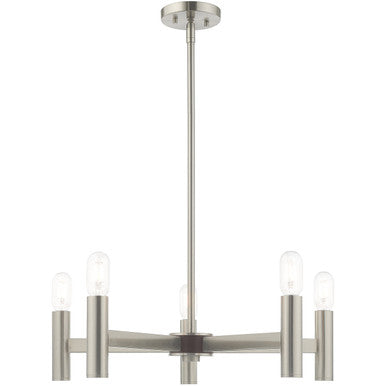 Livex Lighting Copenhagen Collection 5 Lt Brushed Nickel Chandelier in Brushed Nickel 51135-91