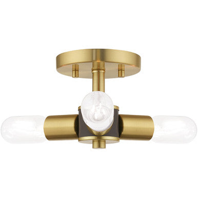 Livex Lighting Copenhagen Collection 3 Lt Satin Brass Ceiling Mount in Satin Brass 51137-12