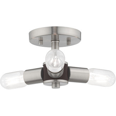 Livex Lighting Copenhagen Collection 3 Lt Brushed Nickel Ceiling Mount in Brushed Nickel 51137-91