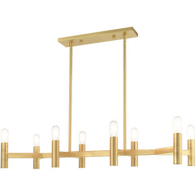 Livex Lighting Copenhagen Collection 8 Lt Satin Brass Linear Chandelier in Satin Brass 51138-12