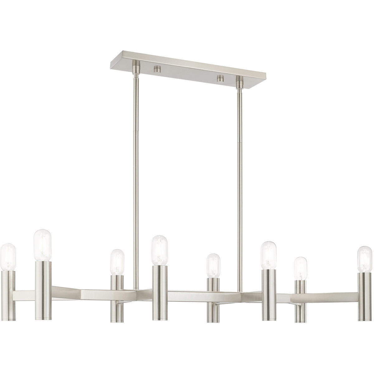 Livex Lighting Copenhagen Collection 8 Lt Brushed Nickel Linear Chandelier in Brushed Nickel 51138-91