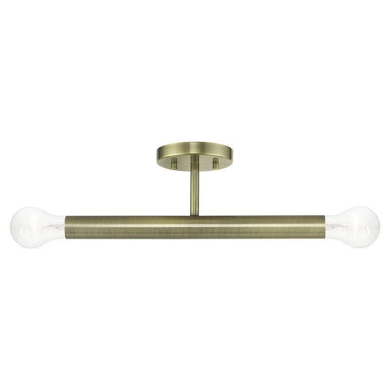 Livex Lighting Copenhagen Collection 2 Light Antique Brass Semi-Flush 51139-01