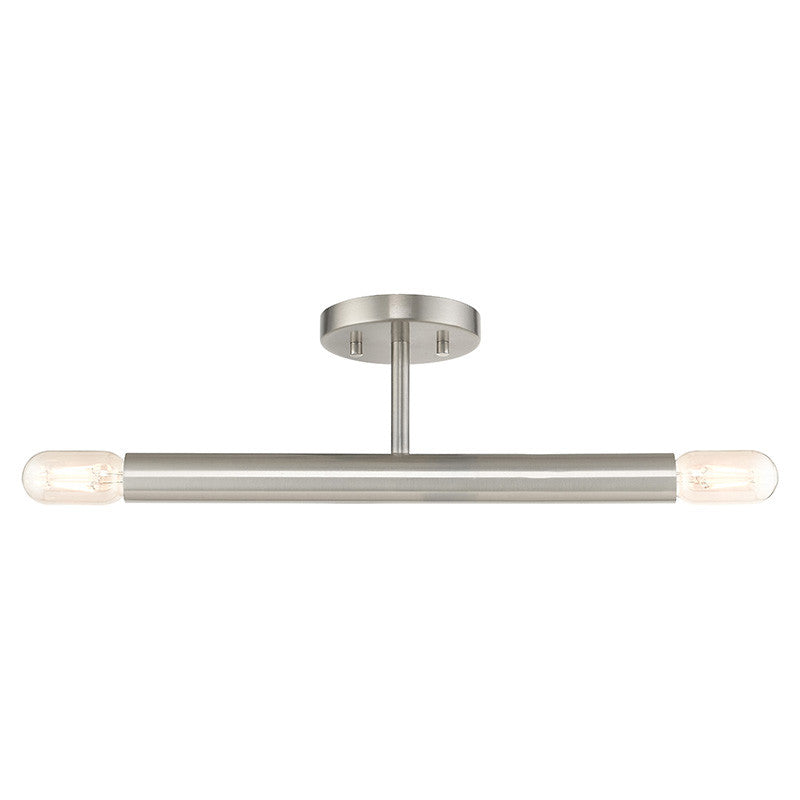 Livex Lighting Copenhagen Collection 2 Light Brushed Nickel Semi-Flush 51139-91