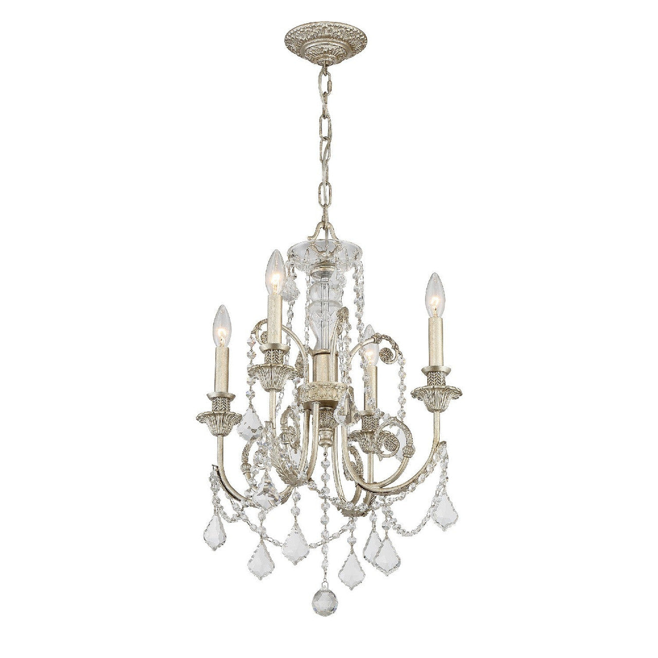 Crystorama Regis 4 Light Hand Cut Crystal Olde Silver Mini Chandelier 5114-OS-CL-MWP