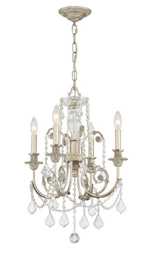 Crystorama Regis 4 Light Hand Cut Crystal Olde Silver Mini Chandelier 5114-OS-CL-MWP