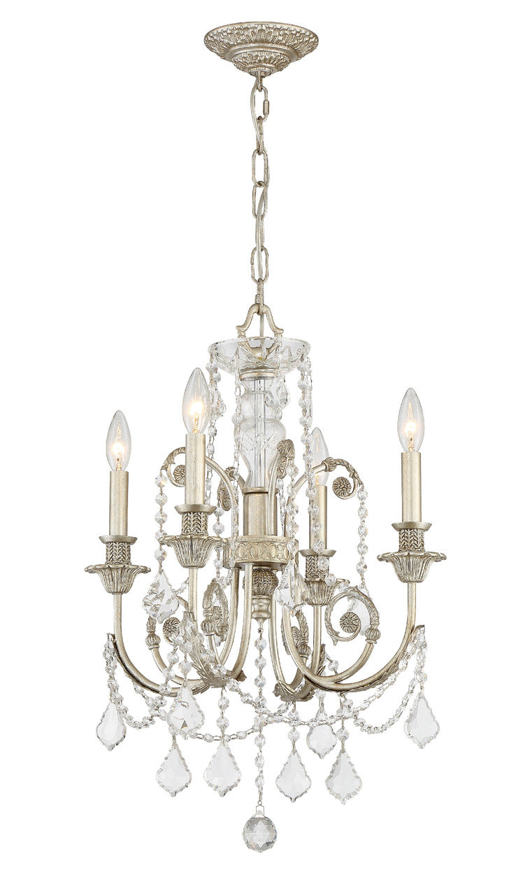 Crystorama Regis 4 Light Spectra Crystal Olde Silver Mini Chandelier 5114-OS-CL-SAQ