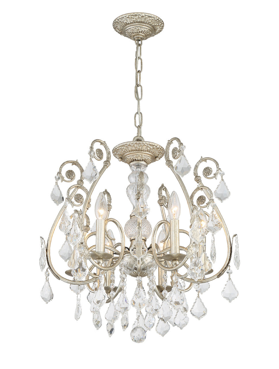 Crystorama Regis 6 Light Hand Cut Crystal Olde Silver Mini Chandelier 5115-OS-CL-MWP