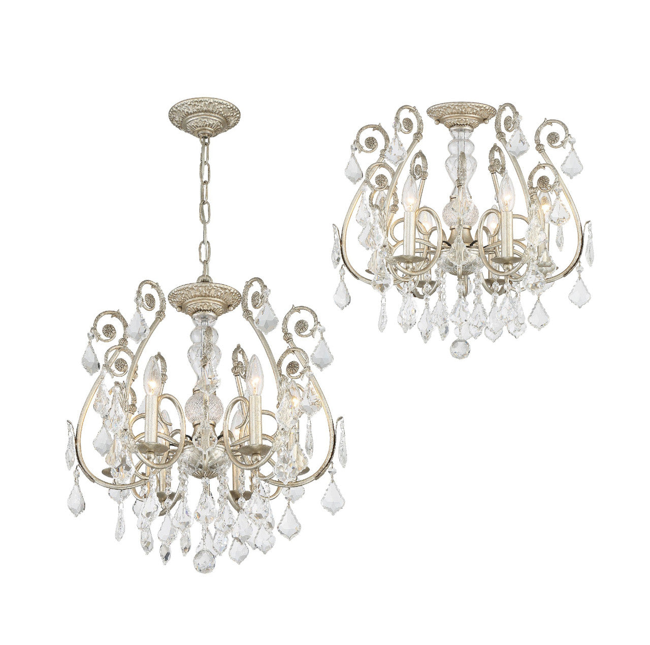 Crystorama Regis 6 Light Swarovski Strass Crystal Olde Silver Mini Chandelier 5115-OS-CL-S