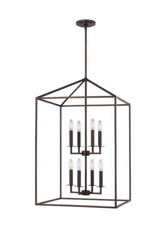 Generation Lighting Perryton transitional 8-light LED indoor dimmable large ceiling pendant hanging chandelier light in bronze finish 5115008EN-710