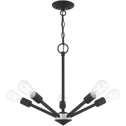 Livex Lighting Prague Collection 5 Lt Black Chandelier in Black with Brushed Nickel Accents 51155-04