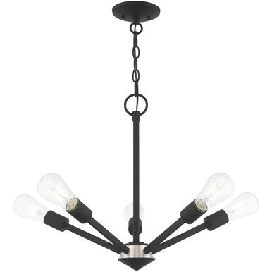 Livex Lighting Prague Collection 5 Lt Black Chandelier in Black with Brushed Nickel Accents 51155-04