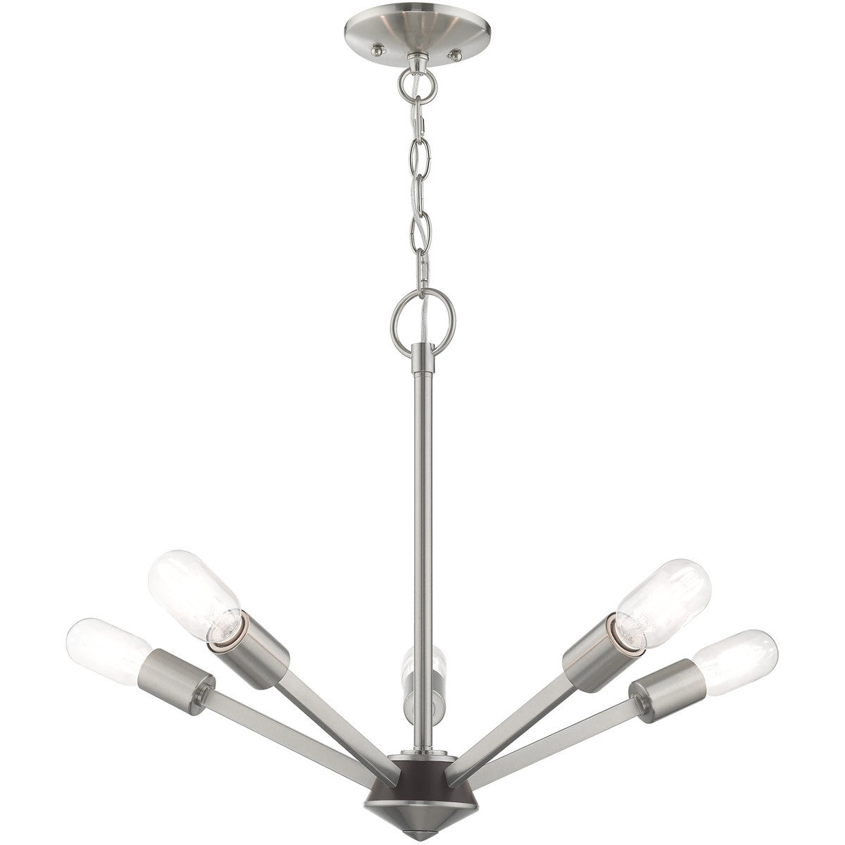 Livex Lighting Prague Collection 5 Lt Brushed Nickel Chandelier in Brushed Nickel 51155-91