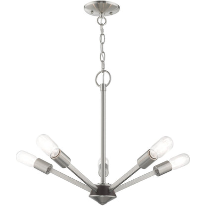 Livex Lighting Prague Collection 5 Lt Brushed Nickel Chandelier in Brushed Nickel 51155-91